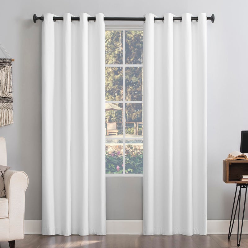 Sun Zero Columbia 2-Pack Thermal Energy Saving 100% Blackout Grommet Curtain Panel Pair, 50" x 63", White - Image 1